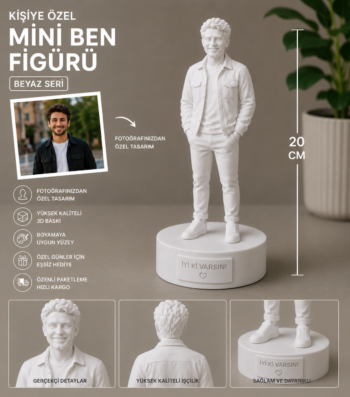 Kişiye Özel Mini Ben Figürü Beyaz - Quadecor